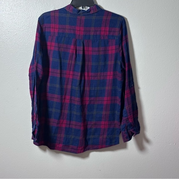 Express Men Button Down Long Sleeve Flannel Blue/Red Shirt size Large. - Picture 5 of 8